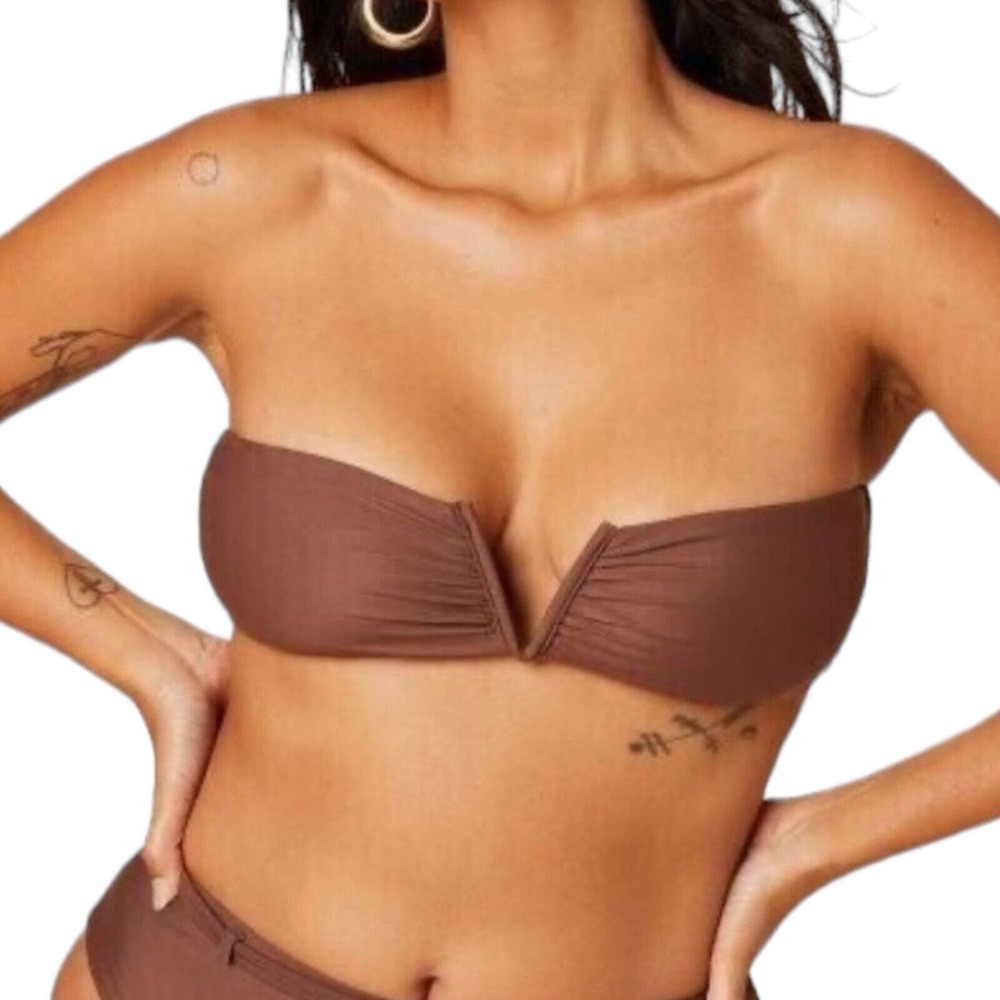 NWT Andie Swim Espresso Brown The Scala Strapless Swimsuit Top Size Large - Picture 1 of 6